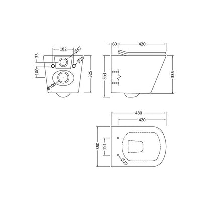 nuie Ava Wall Hung Toilet and Soft Close Seat