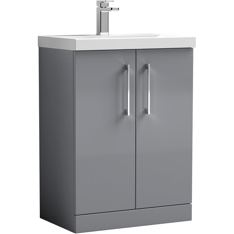 Ideal Standard i.life B Double Drawer Wall Hung Unit with Basin Matt Quartz Grey with Brushed Chrome Handles