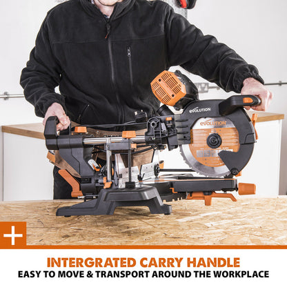 Evolution R255SMS-DB+ 255mm Multi-Material Double Bevel Sliding Mitre Saw Plus Pack 230V