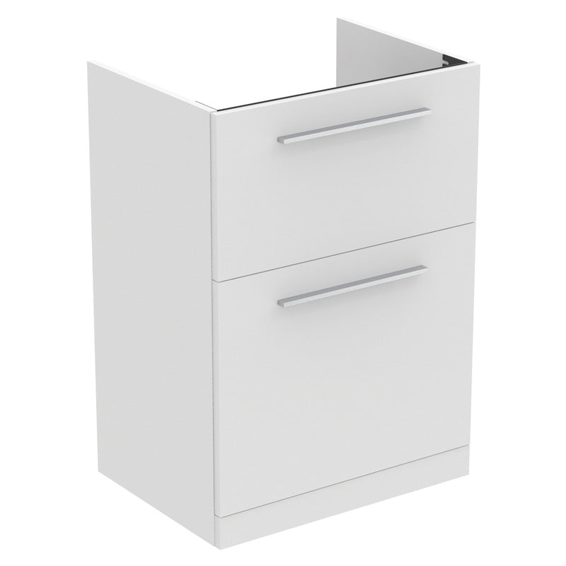 Ideal Standard i.life A Double Drawer Floor Standing Vanity Unit with Basin Matt  with Brushed Chrome Handles