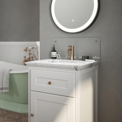 Splashback Clear Glass Bathroom Splashback 600 x 250mm With Copper Caps