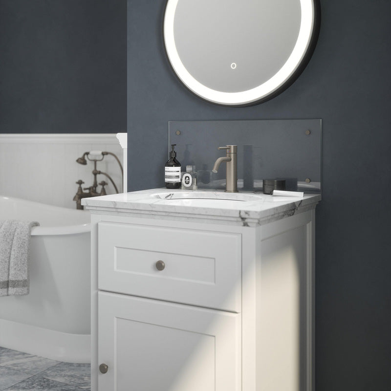 Splashback Clear Glass Bathroom Splashback 600 x 250mm With Brass Caps