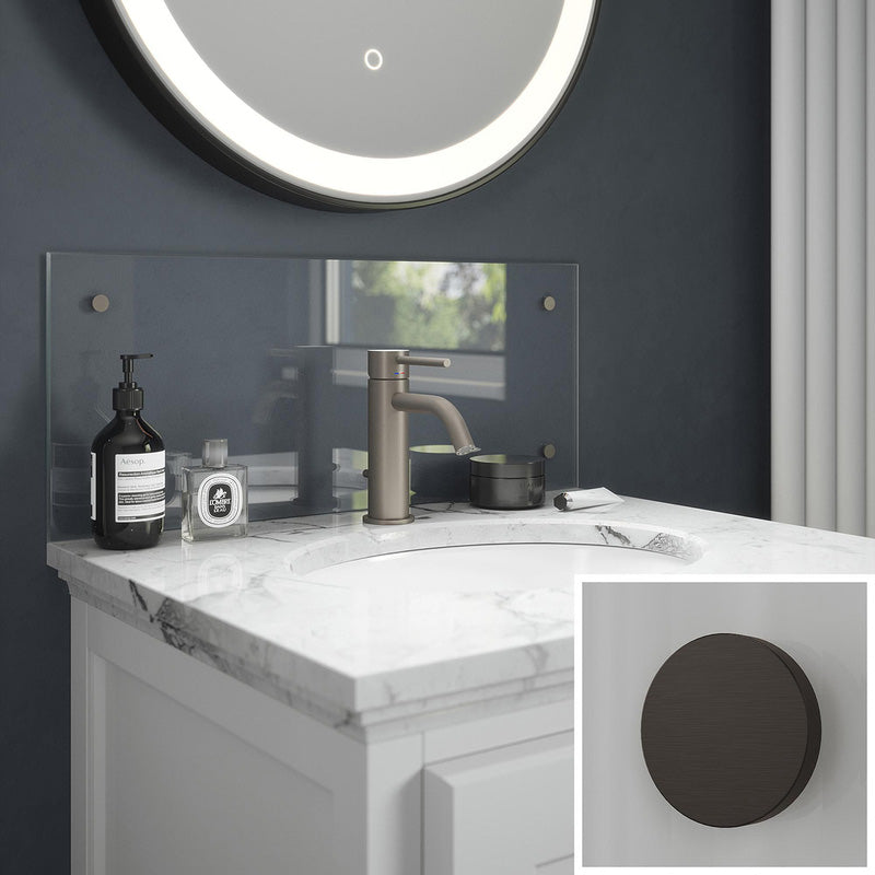 Splashback Clear Glass Bathroom Splashback 600 x 250mm With Bronze Caps