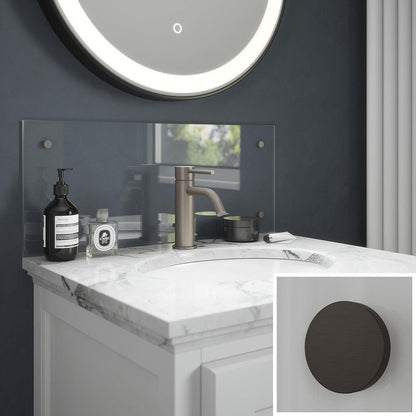 Splashback Clear Glass Bathroom Splashback 600 x 250mm With Bronze Caps