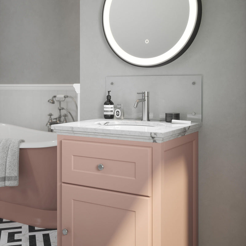 Splashback Clear Glass Bathroom Splashback 600 x 250mm With Satin Chrome Caps