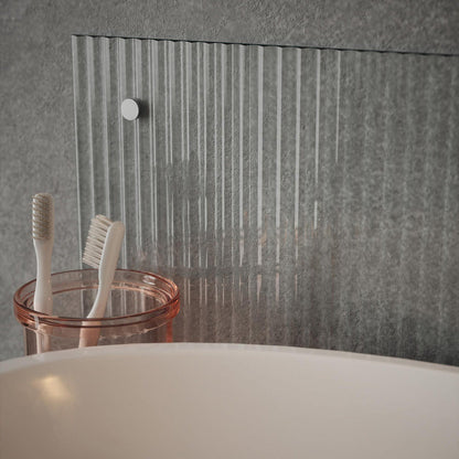 Splashback Clear Fluted Glass Bathroom Splashback 600 x 250mm With Copper Caps