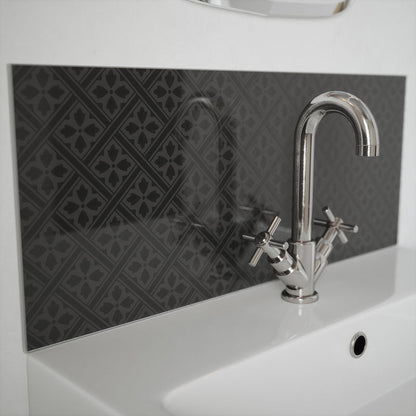 Laura Ashley Mr Jones Metallic Charcoal Glass Bathroom Splashback 600 x 250mm