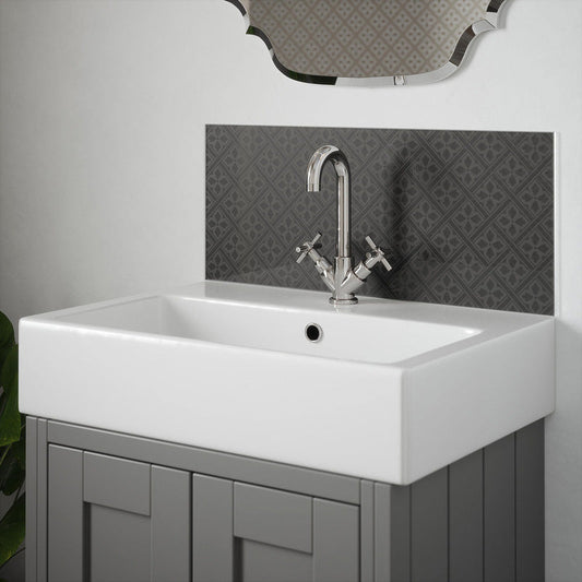 Laura Ashley Mr Jones Metallic Charcoal Glass Bathroom Splashback 600 x 250mm