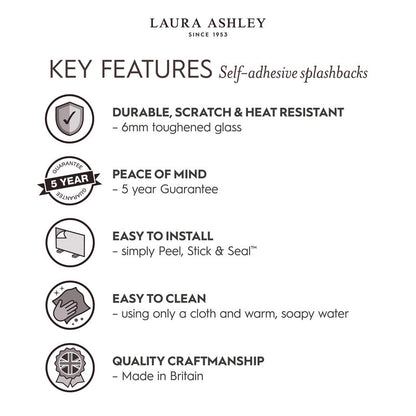 Laura Ashley Mr Jones Midnight Seaspray Glass Splashback 600 x 750mm