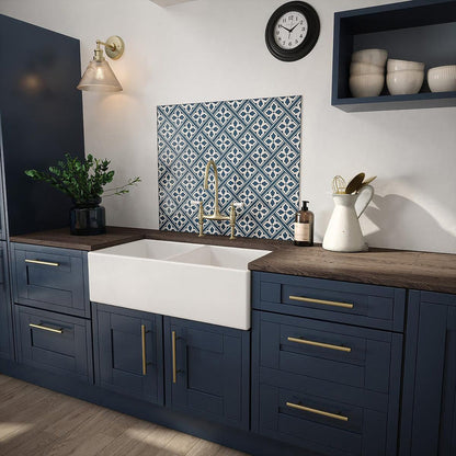 Laura Ashley Mr Jones Midnight Seaspray Glass Splashback 900 x 750mm