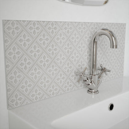 Laura Ashley Mr Jones Slate White Glass Bathroom Splashback 600 x 250mm