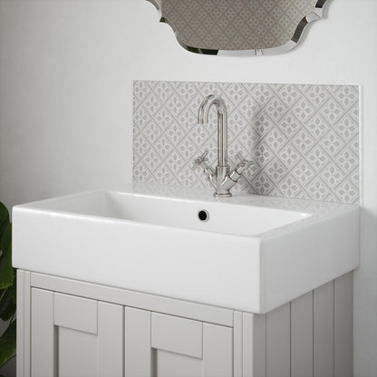 Laura Ashley Mr Jones Slate White Glass Bathroom Splashback 600 x 250mm