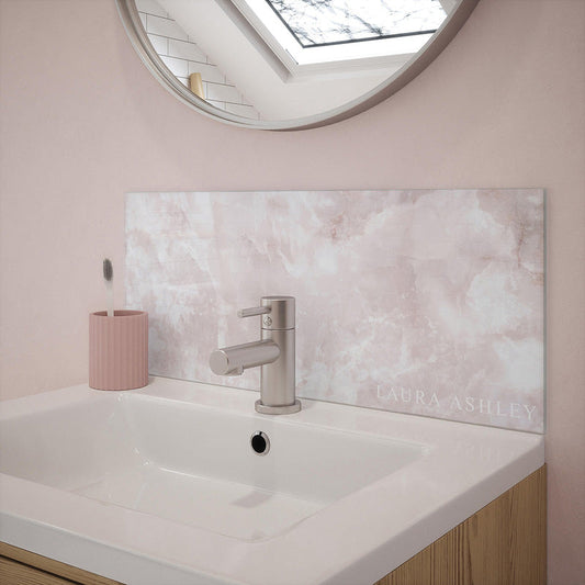 Laura Ashley Onyx Blush Glass Bathroom Splashback 600 x 250mm