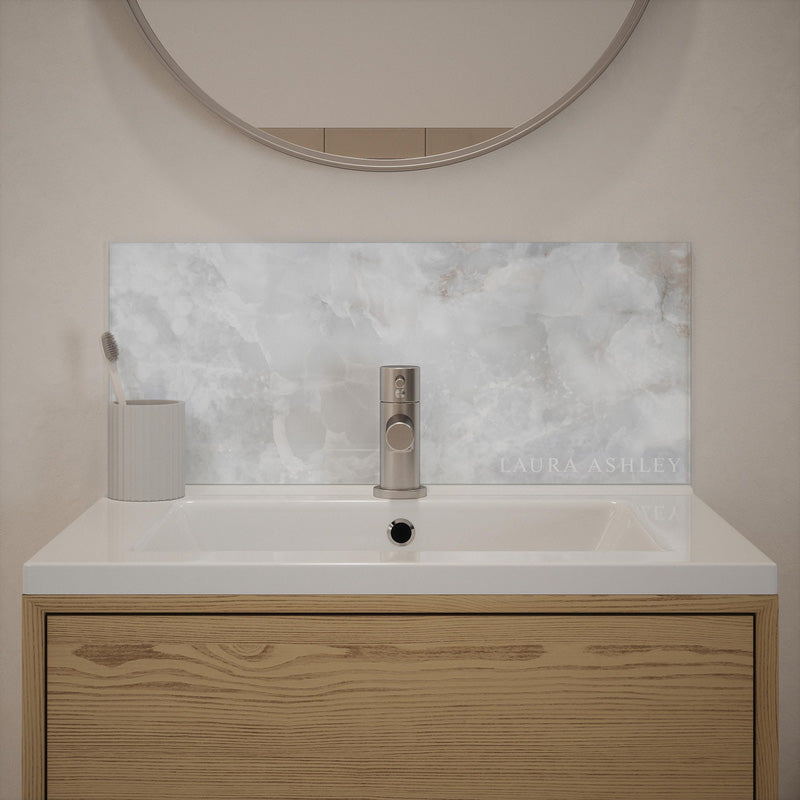 Laura Ashley Onyx Dove Grey Glass Bathroom Splashback 600 x 250mm