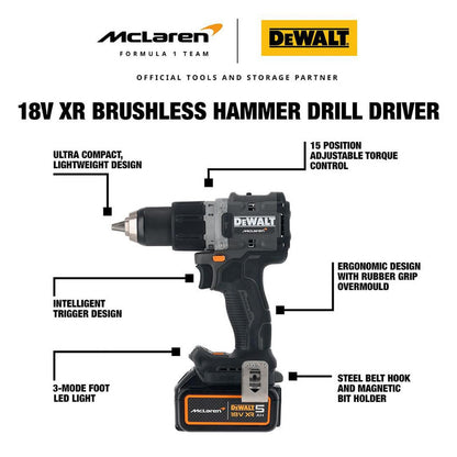 McLaren DCD85MP1T-GB 18V XR Brushless Combi Drill – Compact Power