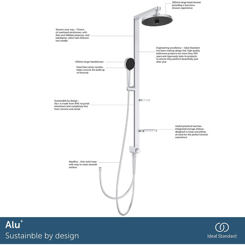 Ideal Standard ALU+ Ceraflow Bar Diverter Mixer Shower