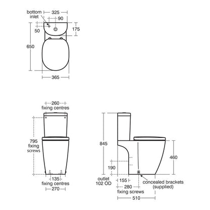 Ideal Standard Concept Freedom Raised Height Close Coupled Toilet