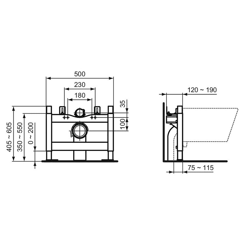 Ideal Standard ProSys Half WC Frame For Wall Hung WC Pans (No Cistern)