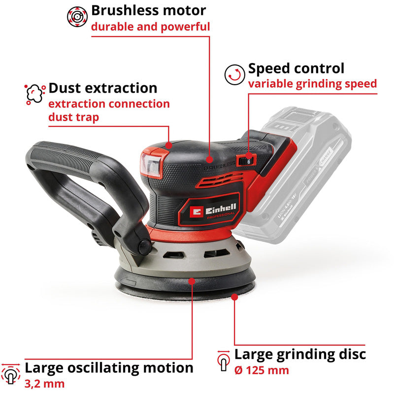 Einhell PXC 18V Professional Brushless Rotating Sander 125mm Body Only