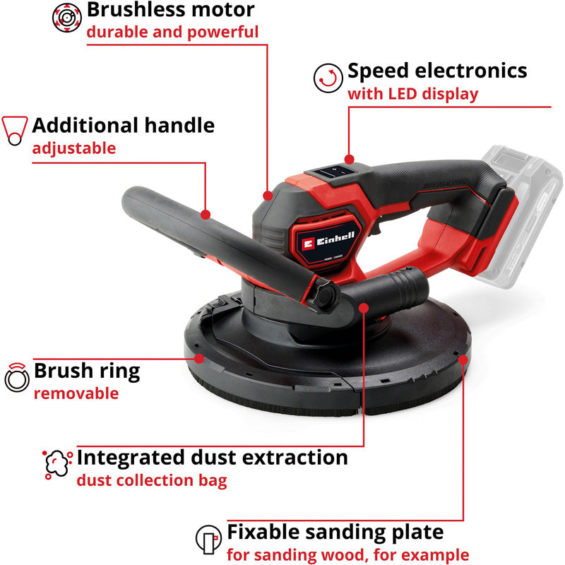 Einhell PXC 18V Professional Brushless Compact Drywall Polisher 225mm Body Only