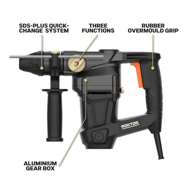 ROKTOR 1000W 26mm SDS Plus Rotary Hammer Drill 230V