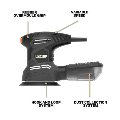 ROKTOR 300W 125mm Random Orbital Sander 230V