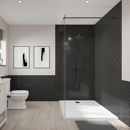 Wetwall Tile Composite Bathroom Wall Panel Black Gloss