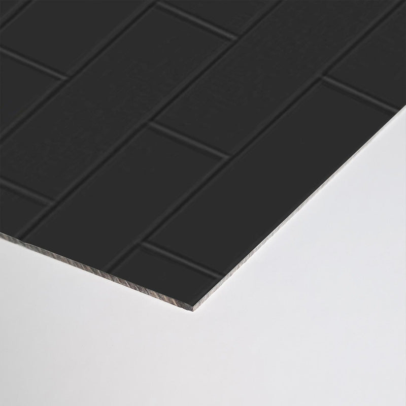 Wetwall Tile Composite Bathroom Wall Panel Black Gloss