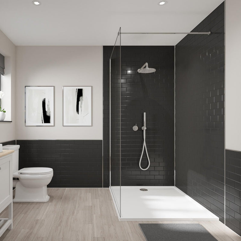 Wetwall Tile Composite Bathroom Wall Panel Black Gloss