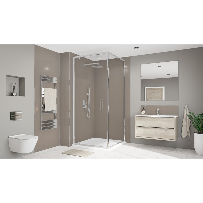 Wetwall Alloy Double-Sided Bathroom Wall Panel Terra Grey / Seabreeze Green