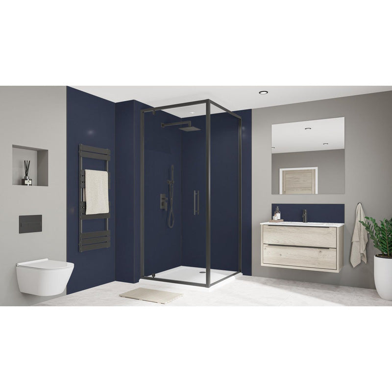 Wetwall Alloy Double-Sided Bathroom Wall Panel Deep Sea Blue / Smoked Rose