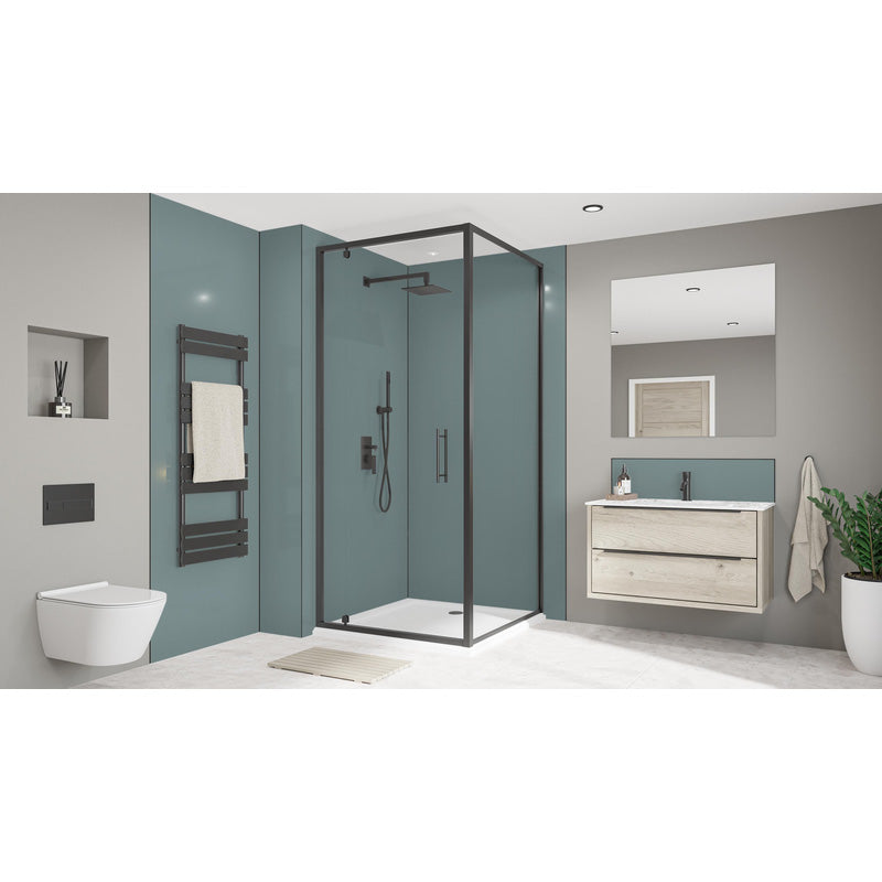 Wetwall Alloy Double-Sided Bathroom Wall Panel Glacier White / Neptune Blue