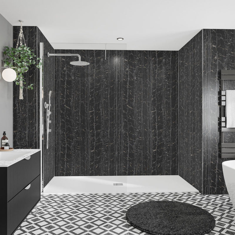Wetwall Alloy Bathroom Wall Panel Nero Portoro