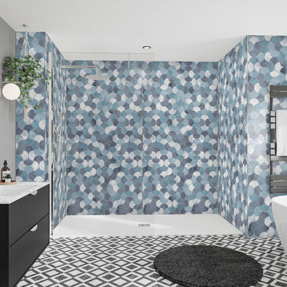Wetwall Alloy Bathroom Wall Panel Blue Scallop