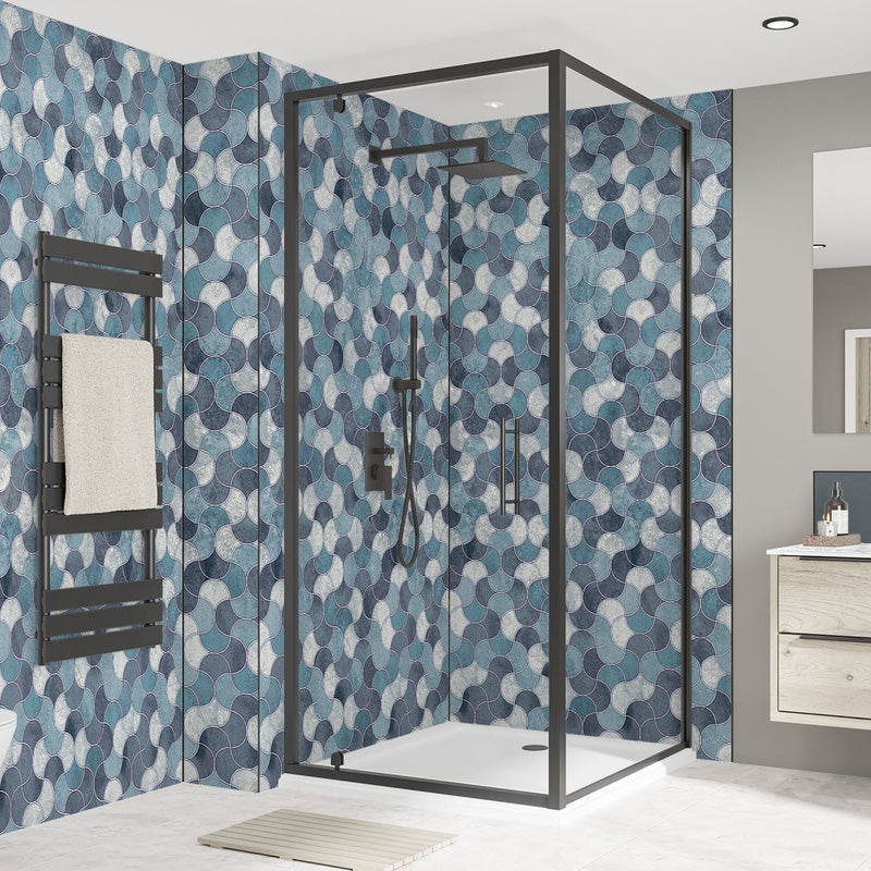 Wetwall Alloy Bathroom Wall Panel Blue Scallop