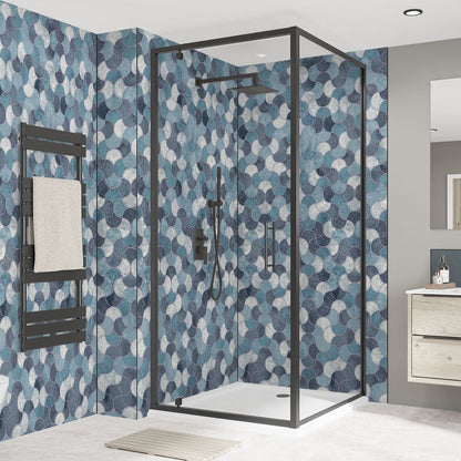 Wetwall Alloy Bathroom Wall Panel Blue Scallop