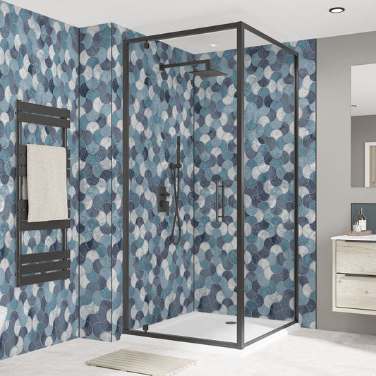 Wetwall Alloy Bathroom Wall Panel Blue Scallop