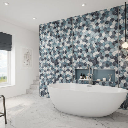 Wetwall Alloy Bathroom Wall Panel Blue Scallop