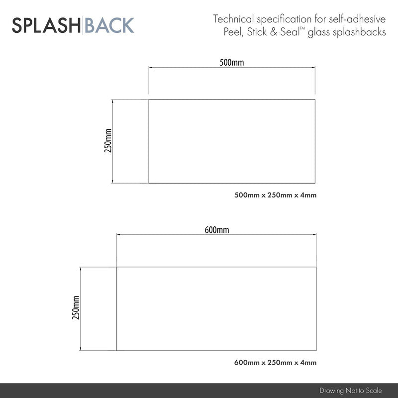 Splashback Pearl Glass Bathroom Splashback 250 x 500mm