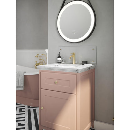 Splashback Clear Glass Bathroom Splashback 250 x 500mm Brushed Brass Caps