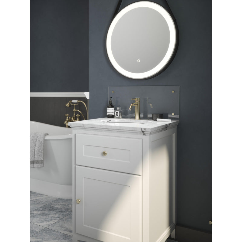 Splashback Clear Glass Bathroom Splashback 250 x 500mm Brass Caps