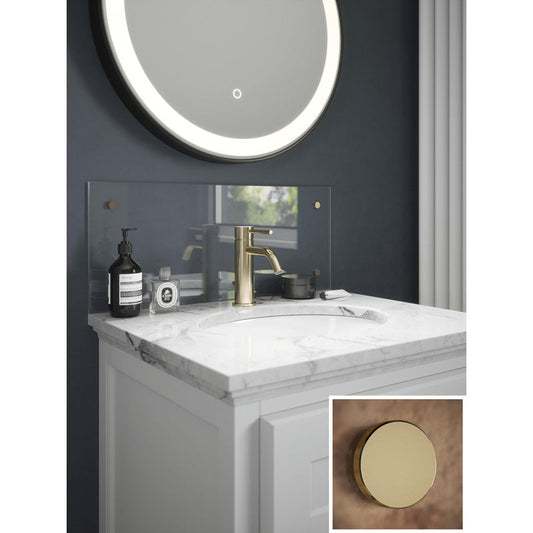 Splashback Clear Glass Bathroom Splashback 250 x 500mm Brass Caps