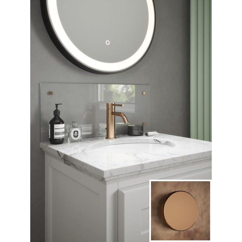 Splashback Clear Glass Bathroom Splashback 250 x 500mm Copper Caps