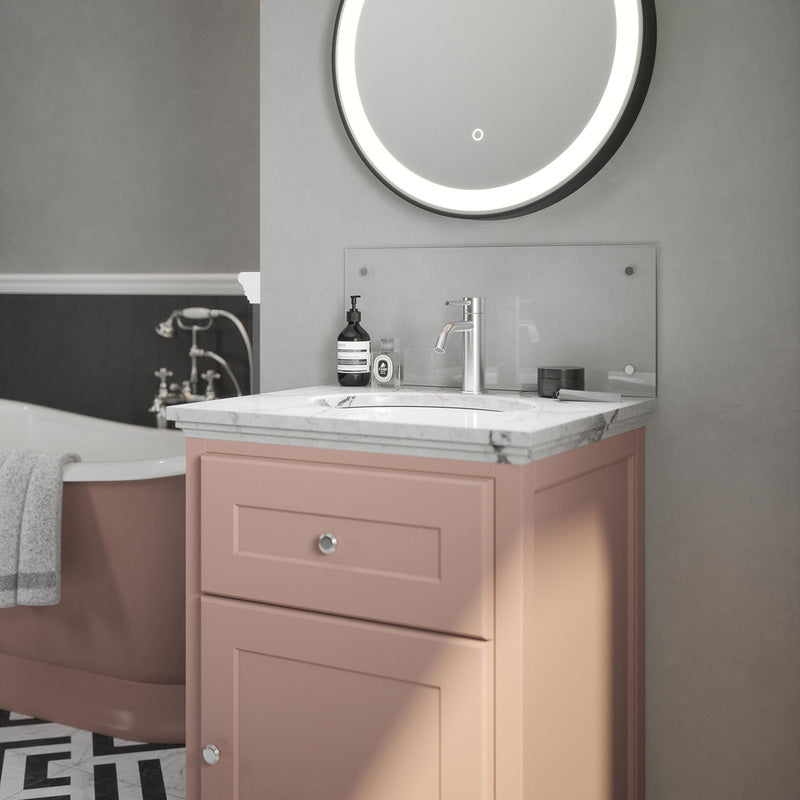 Splashback Clear Glass Bathroom Splashback 250 x 500mm Brushed Caps