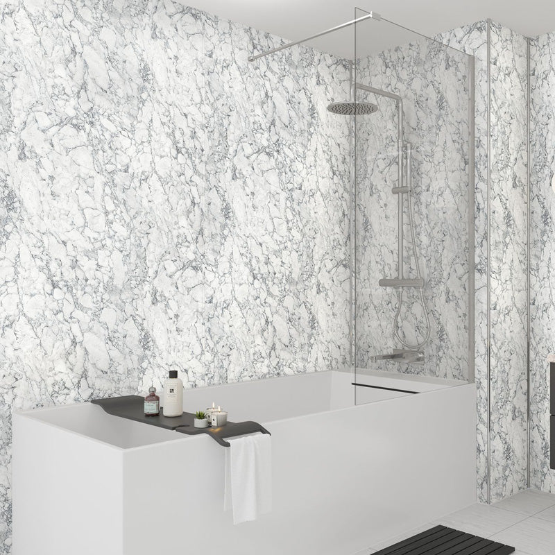Wetwall Mermaid Bathroom Wall Panel White Marble