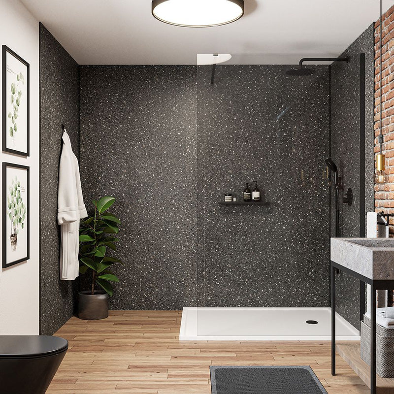 Wetwall Elite Bathroom Wall Panel Terrazzo Noir