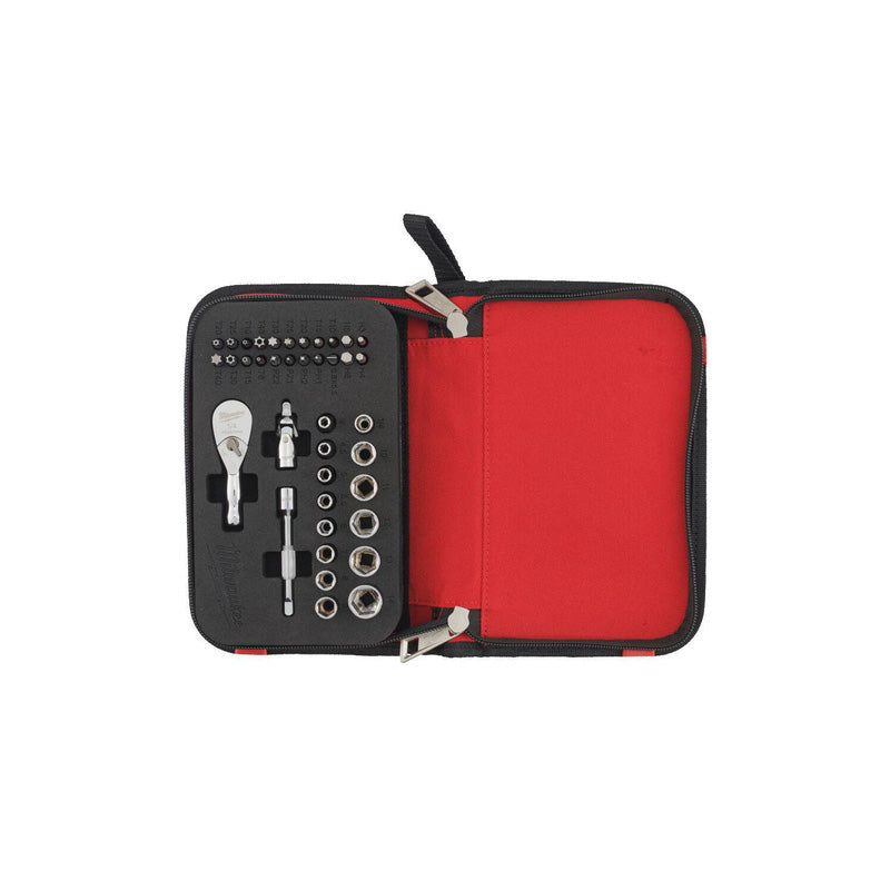 Milwaukee Compact Ratchet & Socket Set 1/4''