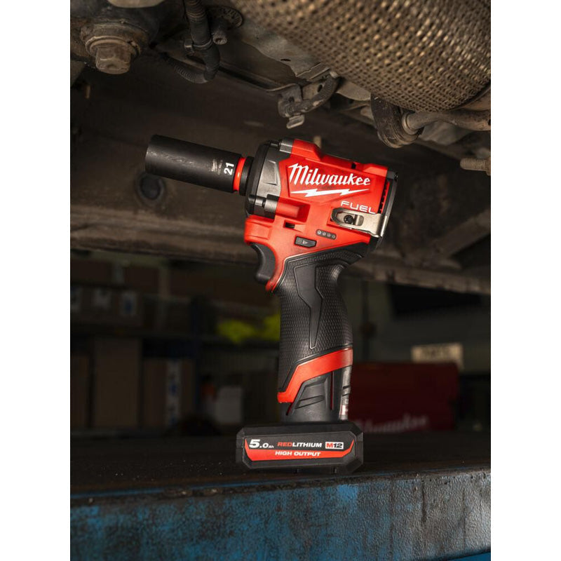 Milwaukee M12FCIWF38G3-502X FUEL™Compact 3/8" Impact Wrench with Friction Ring 2 x 5.0Ah
