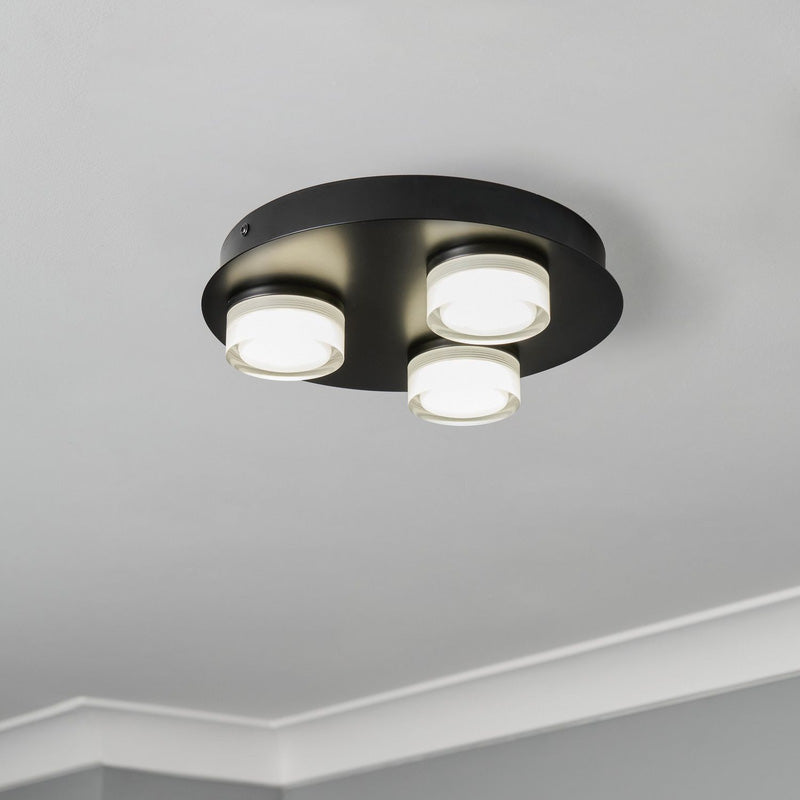 Spa Amalfi 3 Light Plate Flush Light IP44 14W 1400lm 4000K Matt Black