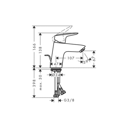 Hansgrohe Logis CoolStart Basin Mixer Tap 70 with Pop-up Waste Chrome